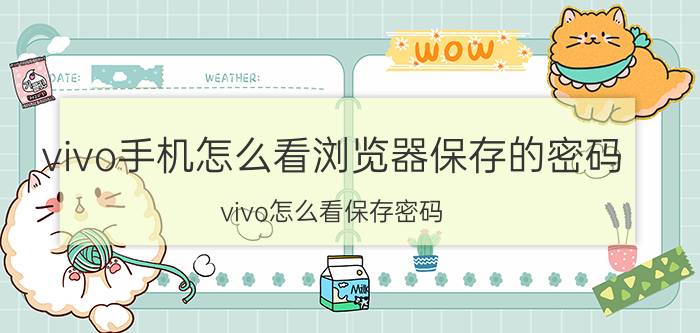 vivo手机怎么看浏览器保存的密码 vivo怎么看保存密码？